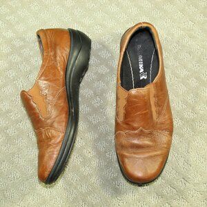 Romika Women's 7.5 Cognac Leather Round Toe Casual Flat Shoes